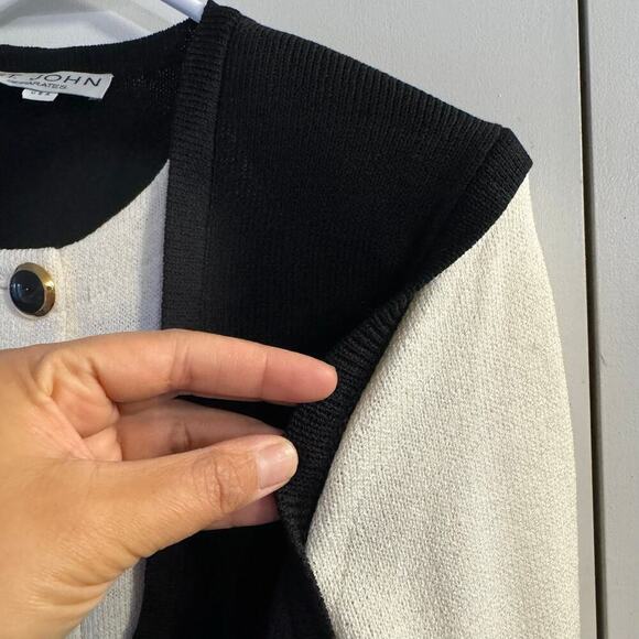 Vintage St. John Sweater Black Ivory USA Made Academia Career Size Small - Picture 7 of 8